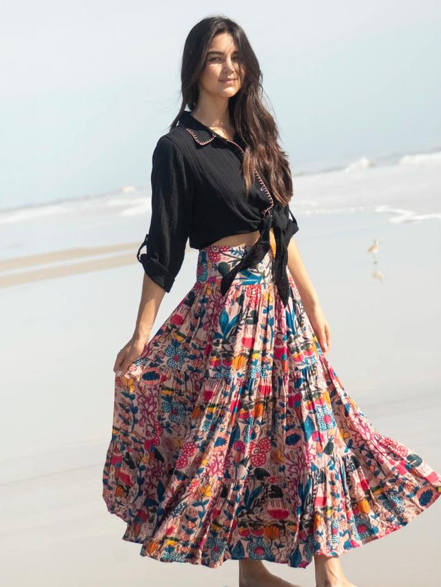 Hanna Convertible Maxi Skirt - Light Pink Multi Floral Product Image