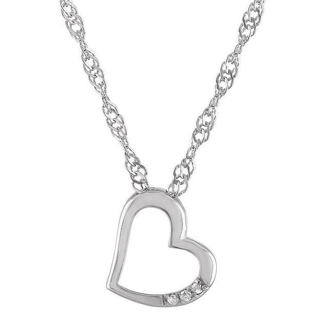 Junior Jewels Kids Sterling Silver Diamond Accent Heart Pendant Necklace, Womens Product Image