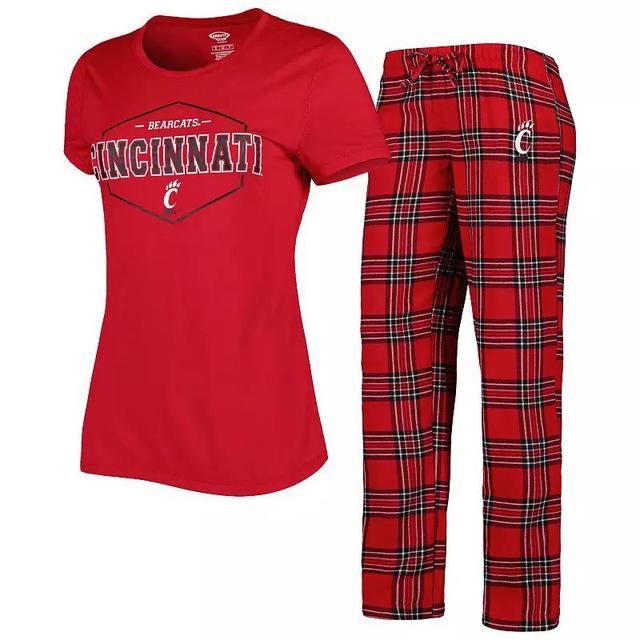 Womens Concepts Sport /Black Cincinnati Bearcats Badge T-Shirt & Flannel Pants Sleep Set Product Image