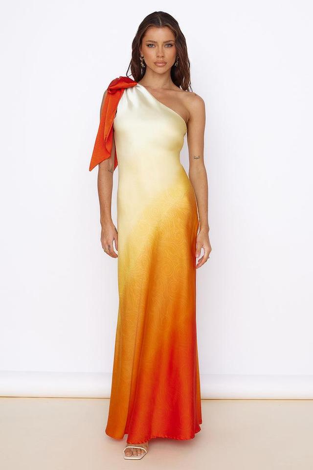 Forever Sunshine Satin Maxi Dress Orange Product Image