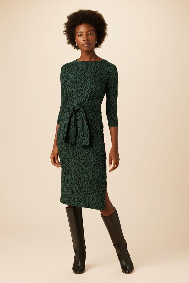 Colombe 3/4 Sleeve Reverie Knit Dress - Forest Leopard - ReAmour Product Image