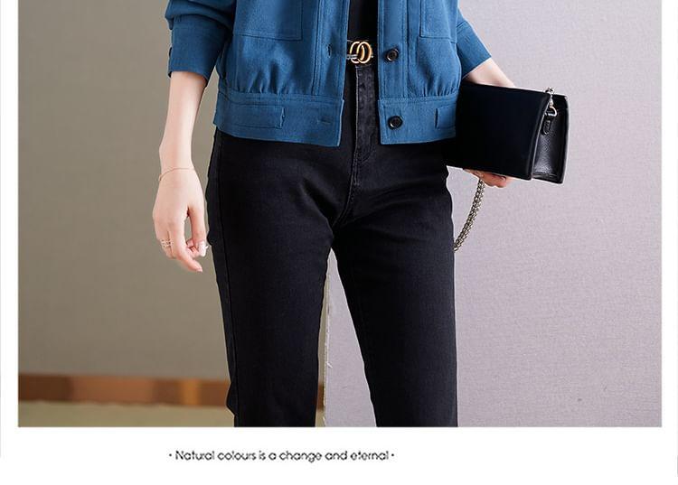 Stand Collar Plain Button Jacket Product Image