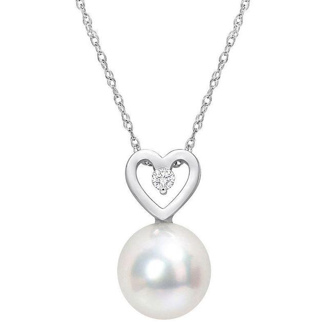 Stella Grace 10k White Gold South Sea Cultured Pearl & Diamond Accent Heart Pendant Necklace, Womens Product Image