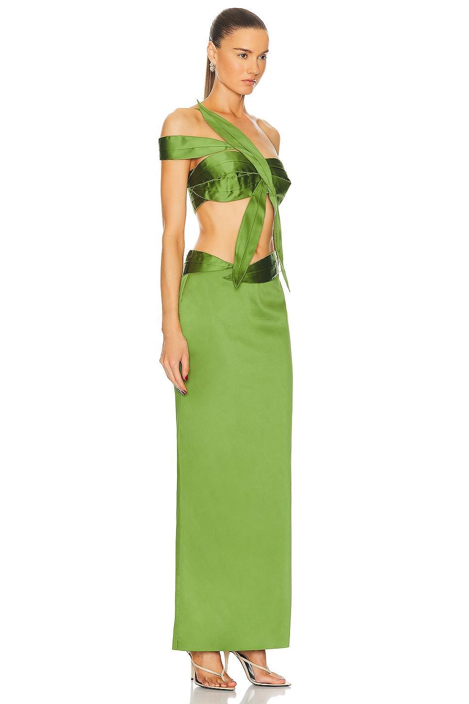 Cult Gaia Sharlena Long Gown Olive. (also in ). Product Image