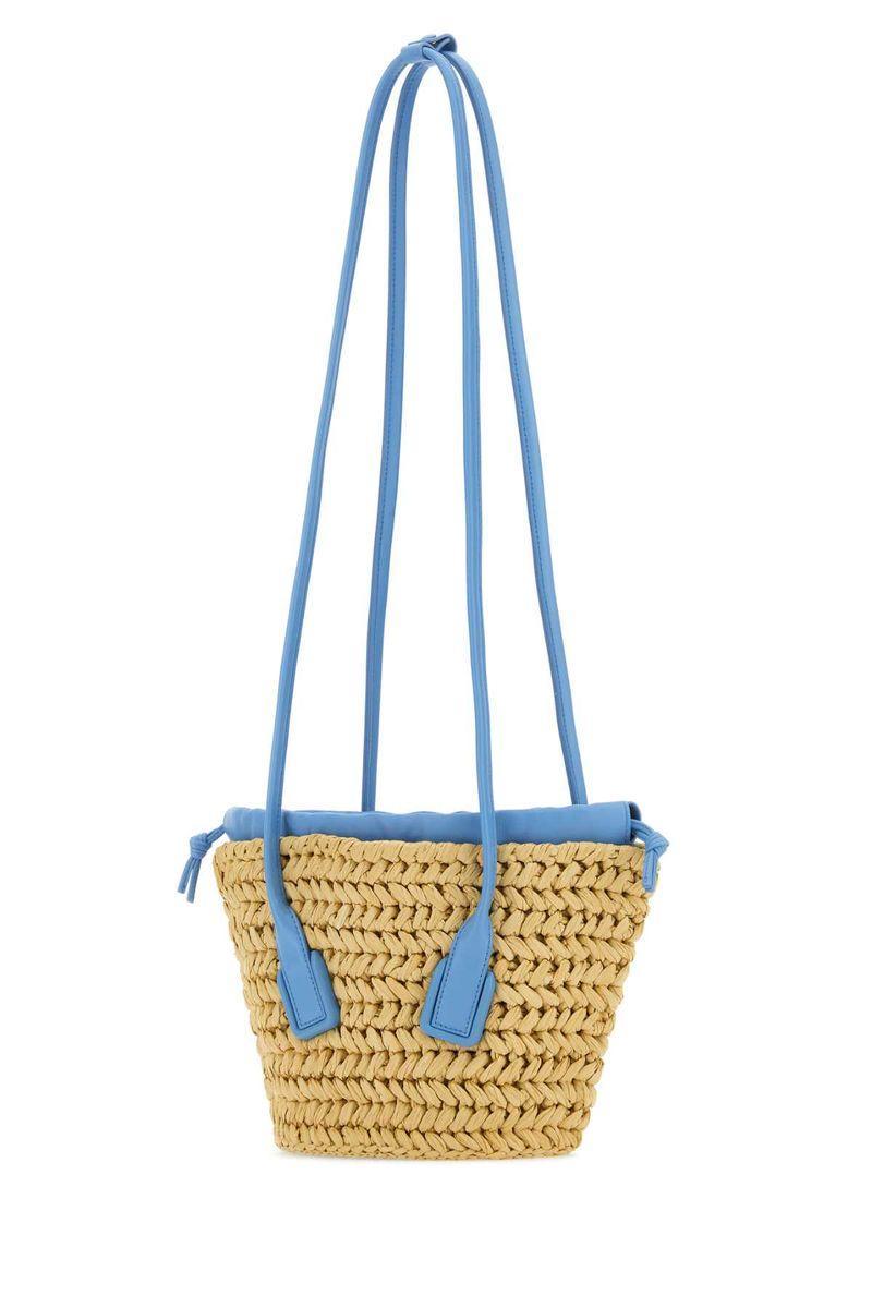 Raffia And Leather Small Arco Bag In Beige Product Image