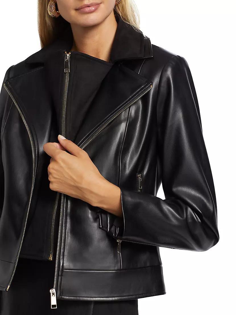 Malinda Faux Leather & Faux Suede Moto Jacket Product Image