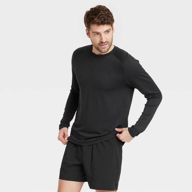 Mens Long Sleeve Seamless T-Shirt - All In Motion Black L Product Image