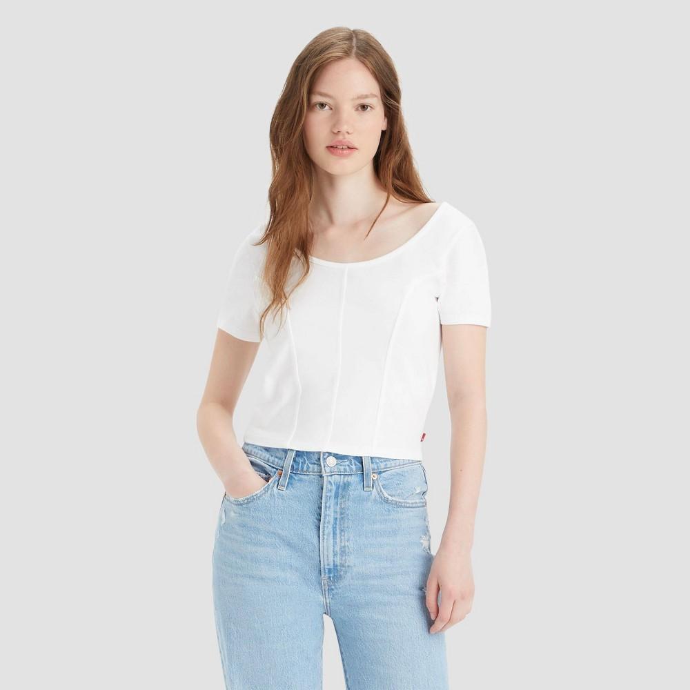 Levis Womens Short Sleeve Corset T-Shirt - White XL Product Image