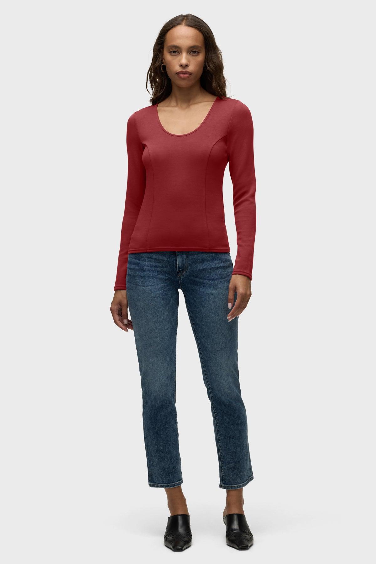 Long Sleeve Scoop Neck Top Female Product Image