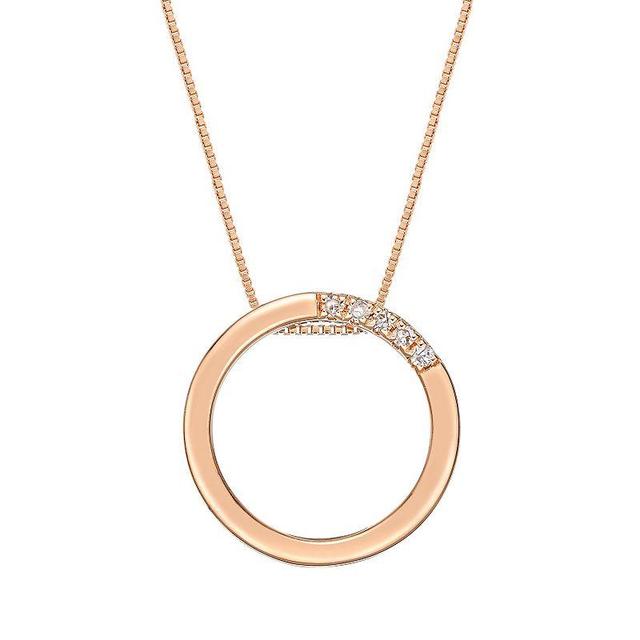 Gemminded Sterling Silver Diamond Accent Circle Pendant Necklace, Womens Pink Tone Product Image