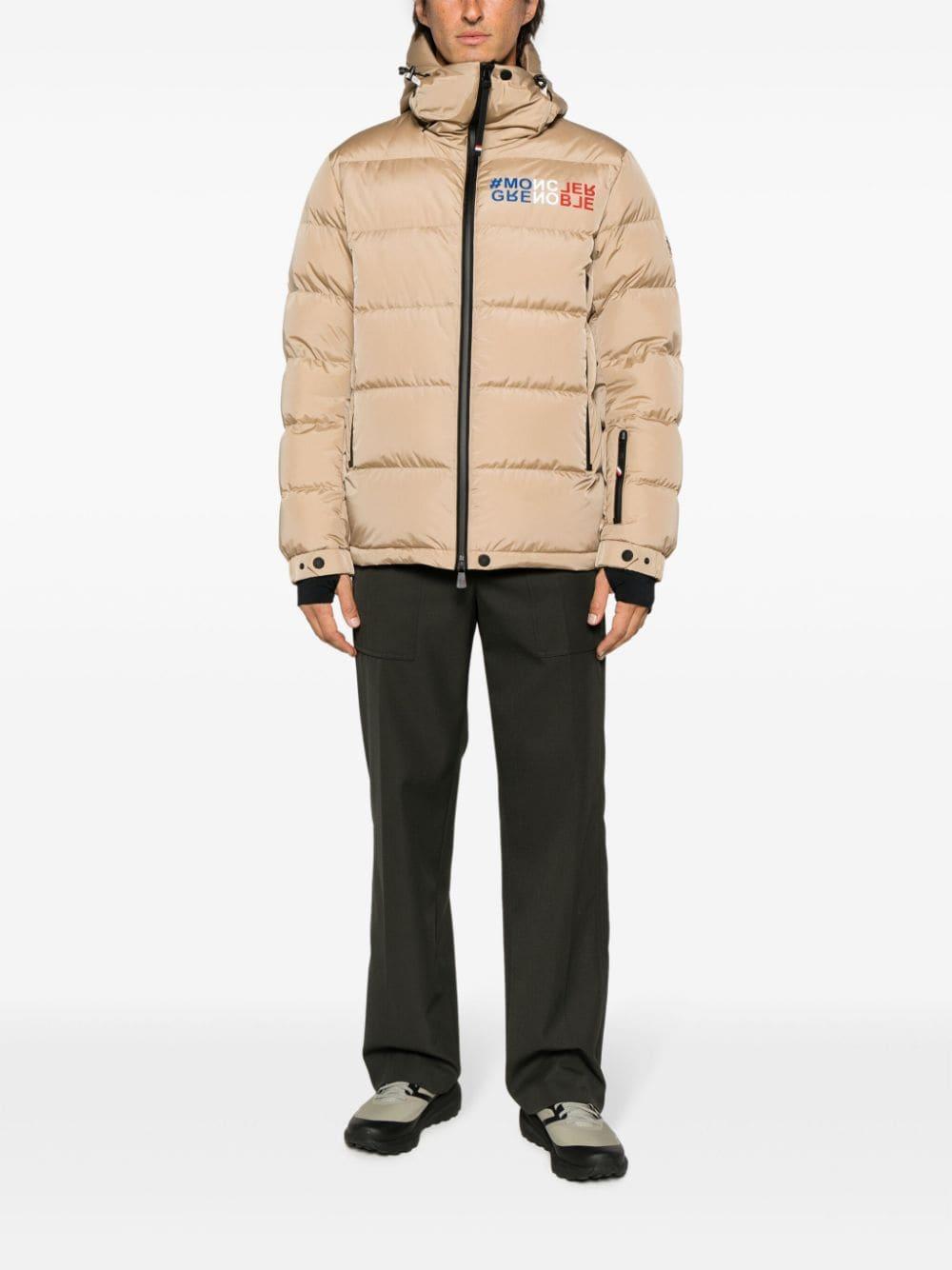 Logo-print Padded Jacket In Beige Product Image