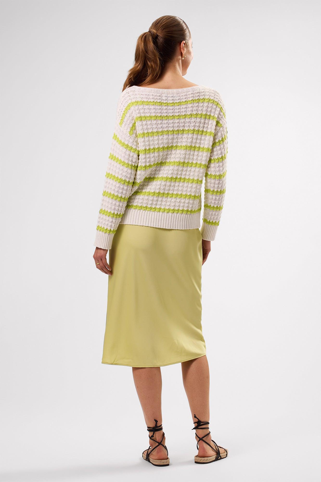 Stripe Novelty Sweater - Ivory Lime Stripe Product Image