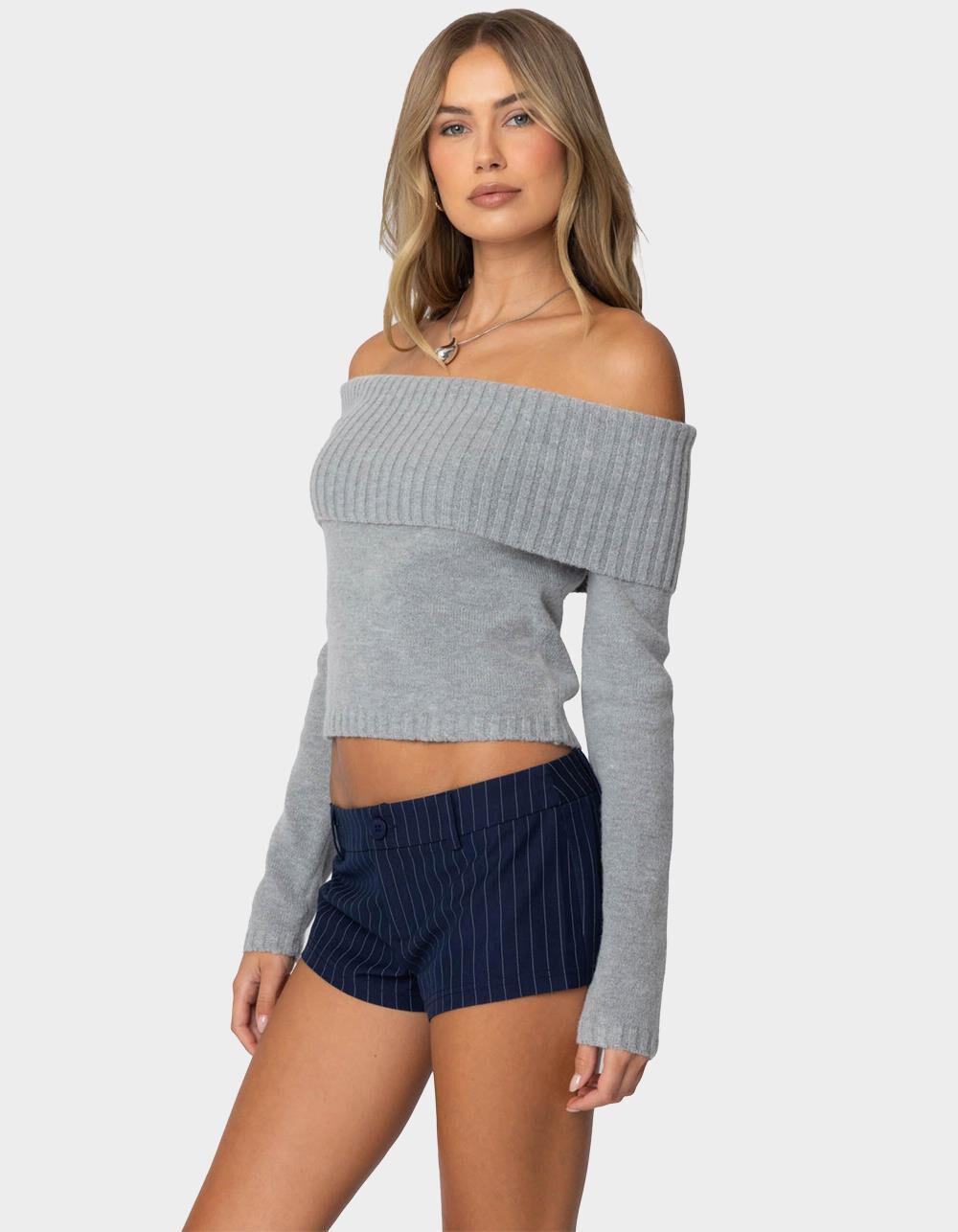 EDIKTED Tamara Fold Over Knit Top Product Image