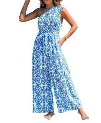 Cupshe Womens Ornate Print One-Shoulder Jumpsuit Product Image