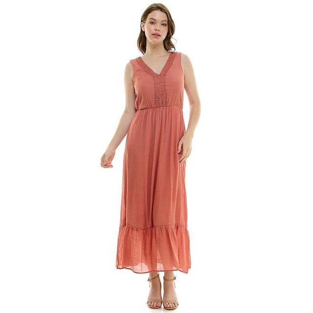 Womens Luxology V Neck Gauze Maxi Dress Burnt Pink Product Image