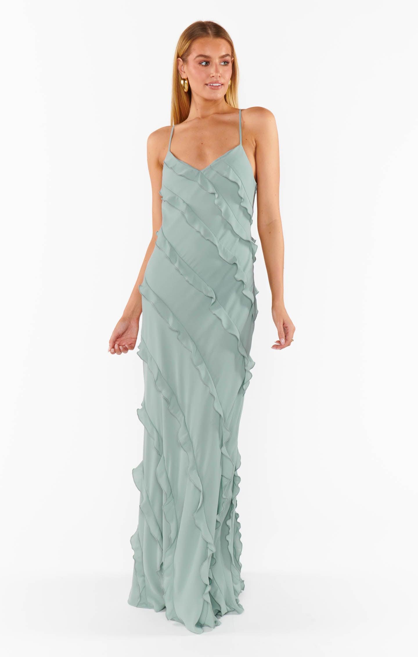 Romance Ruffle Dress ~ Silver Sage Crisp Product Image