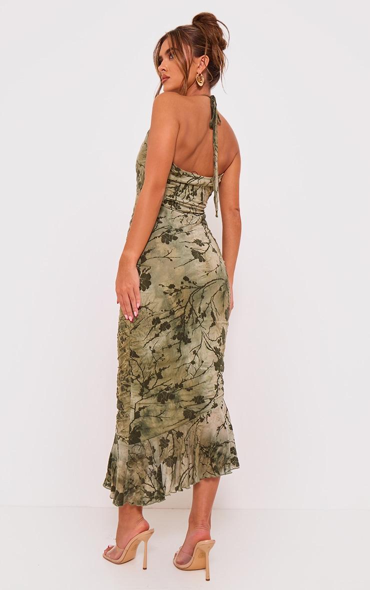 Green Devore Cross Neck Maxi Dress Product Image