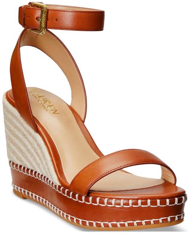 Lauren Ralph Lauren Womens Hilarie Ankle-Strap Espadrille Platform Wedge Sandals Product Image