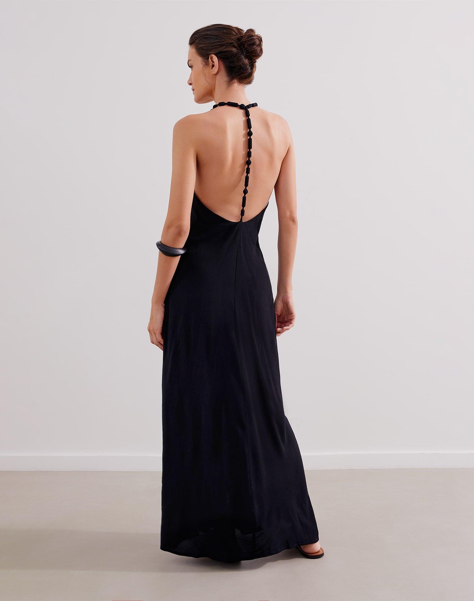 Remi Detail Long Dress - Black Product Image