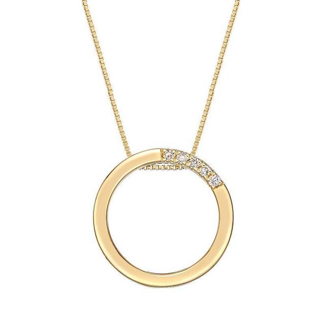 Gemminded Sterling Silver Diamond Accent Circle Pendant Necklace, Womens Gold Tone Product Image