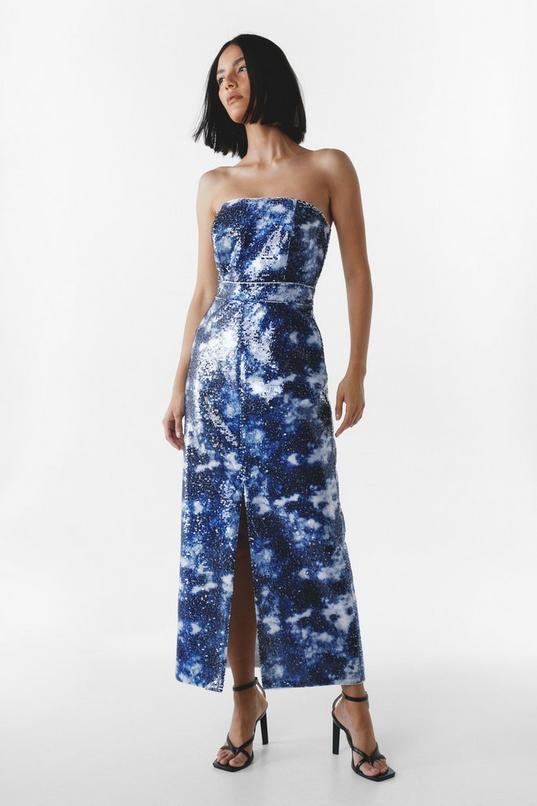 Premium Sequin Tie Dye Maxi Dress Product Image