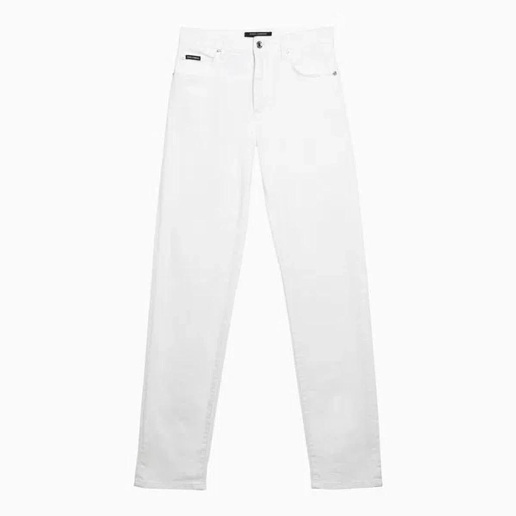 Dolce&gabbana Regular White Cotton Pants Women Product Image