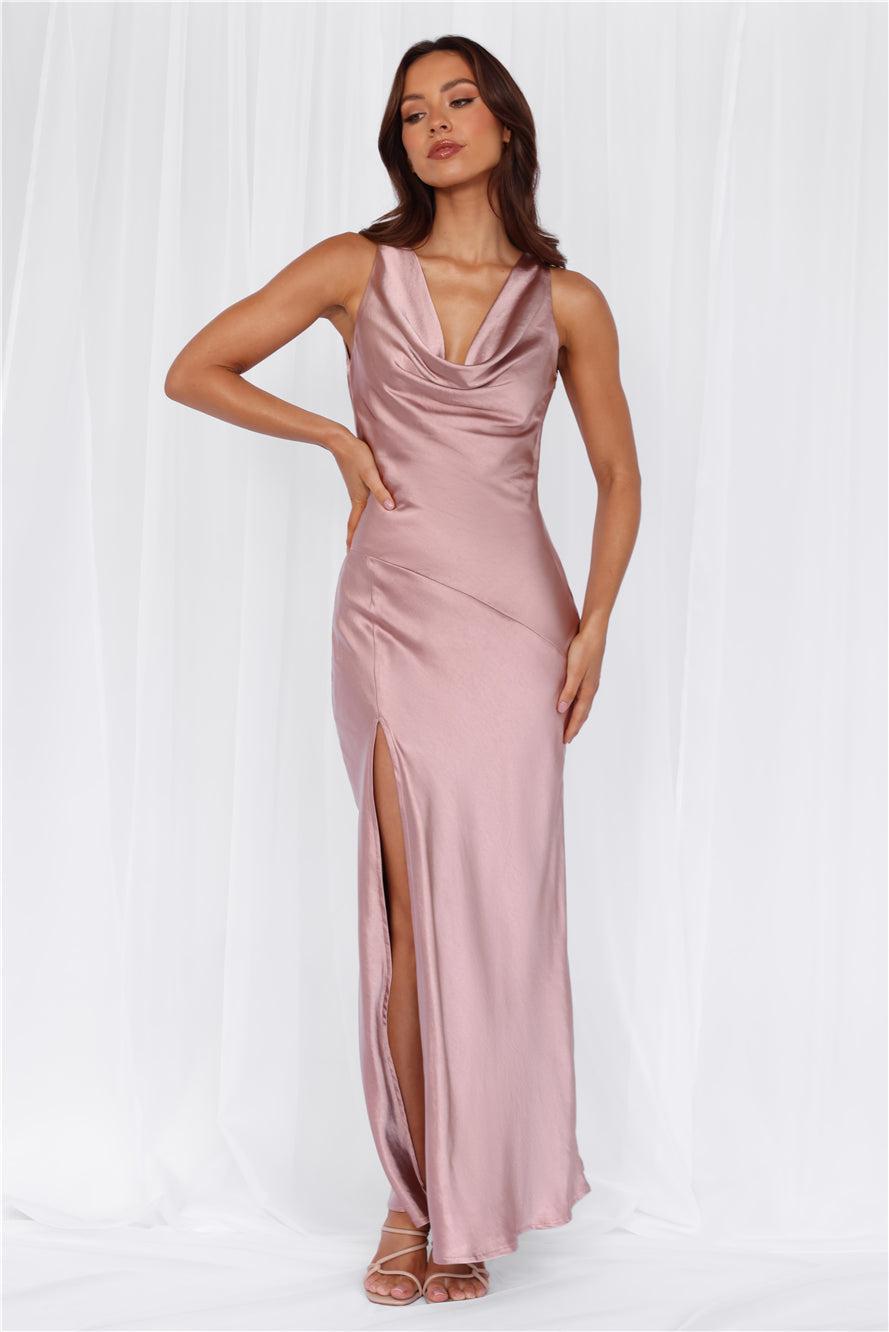 HELLO MOLLY The Loretta Cowl Satin Maxi Dress Dusty Pink Product Image