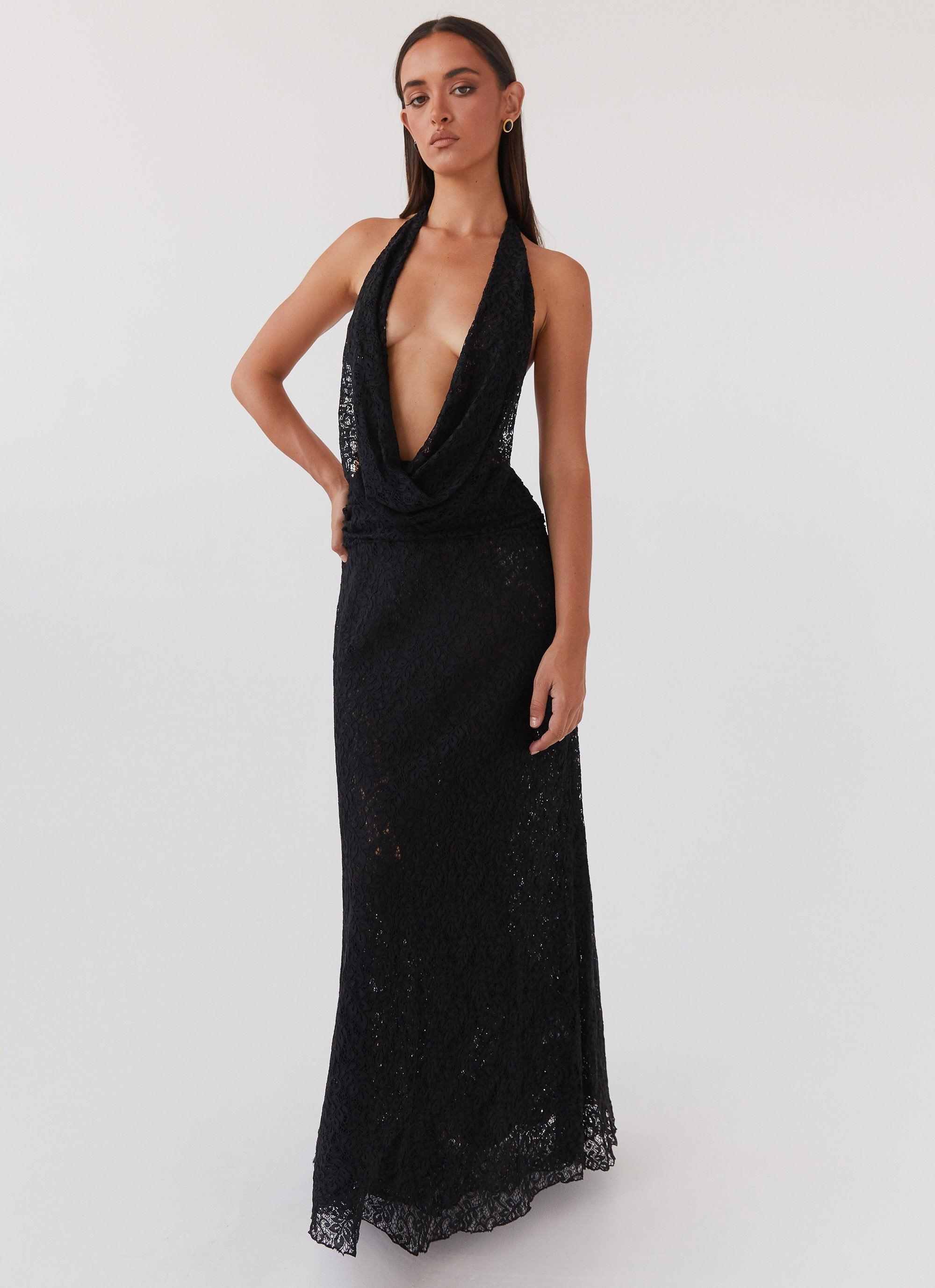 Elysia Lace Maxi Dress - Black Product Image