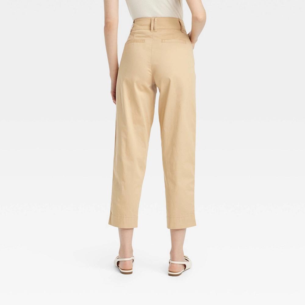 Women's High-Rise Pleat Front Ankle Chino Pants - A New Day™ Beige 16 Product Image