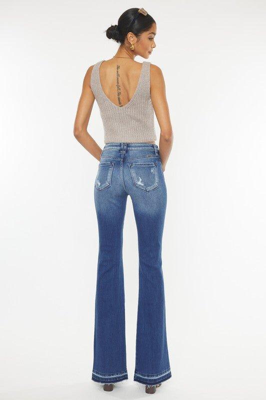 Dark Wash High Rise Flare Jeans Product Image