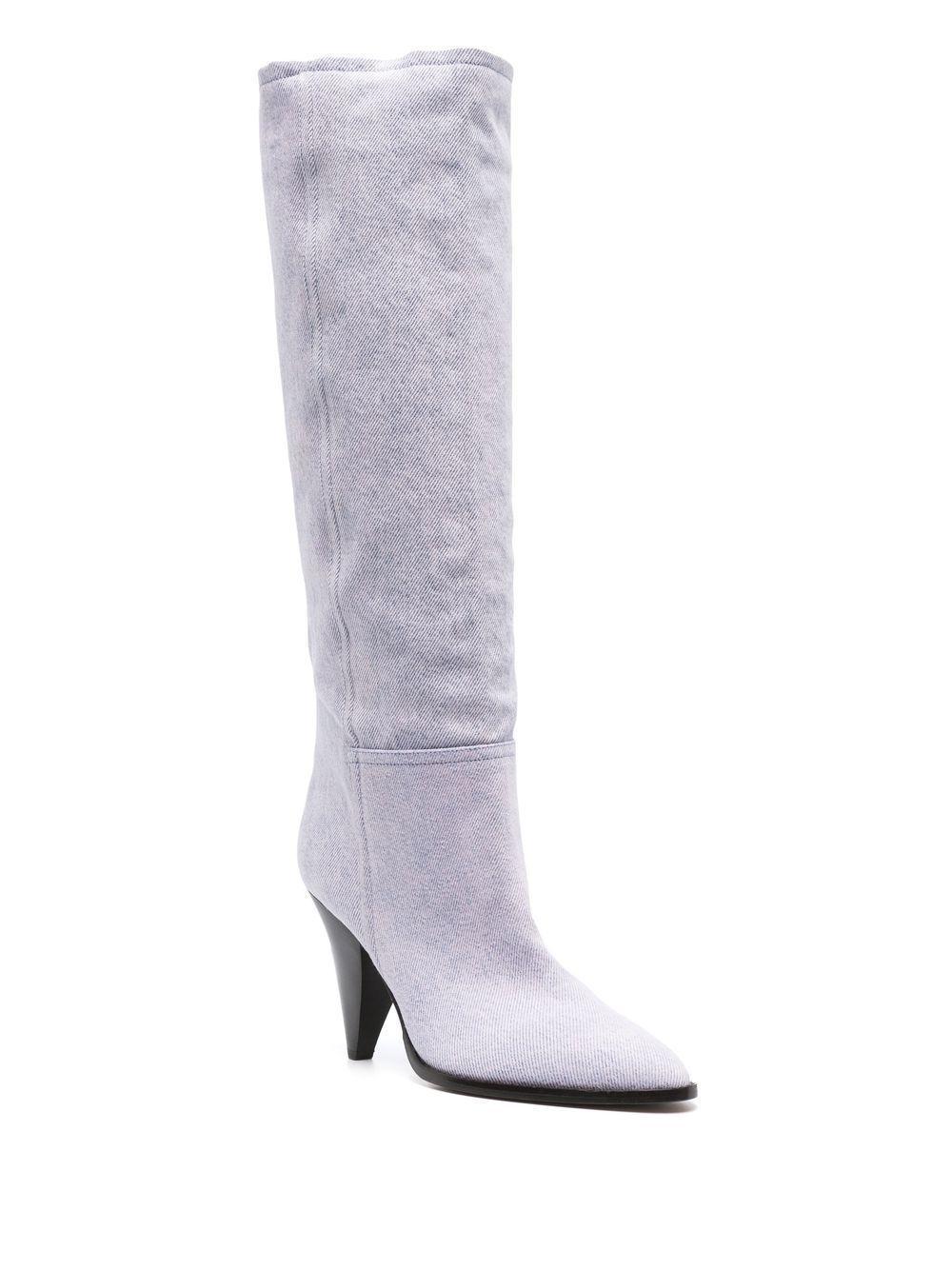 ISABEL MARANT 90mm Ririo-gb Denim Tall Boots In Lilac Product Image