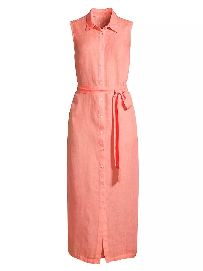 Linen Sleeveless Shirtdress Product Image