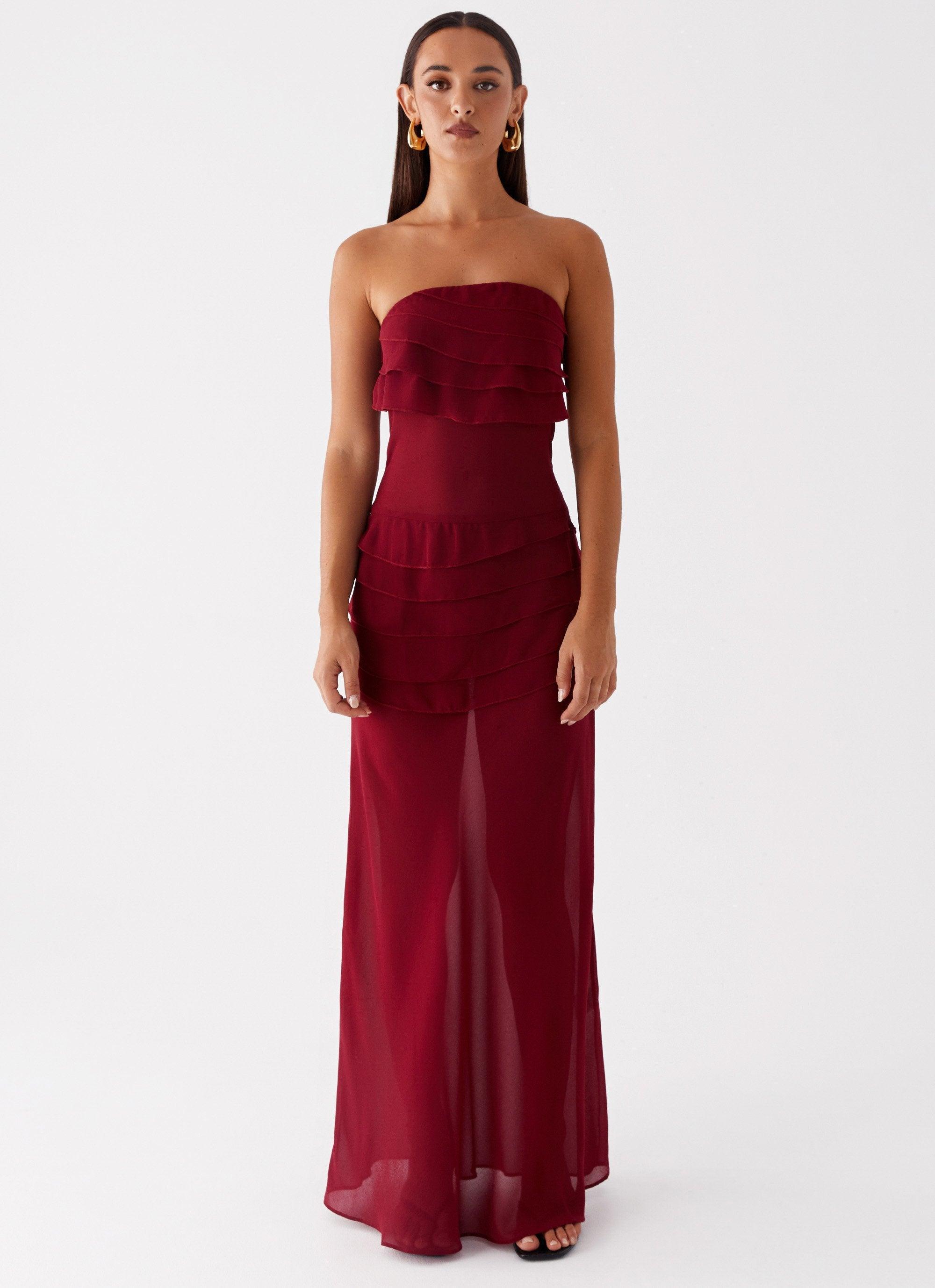 Into The Night Maxi Dress - Cherry Red Product Image