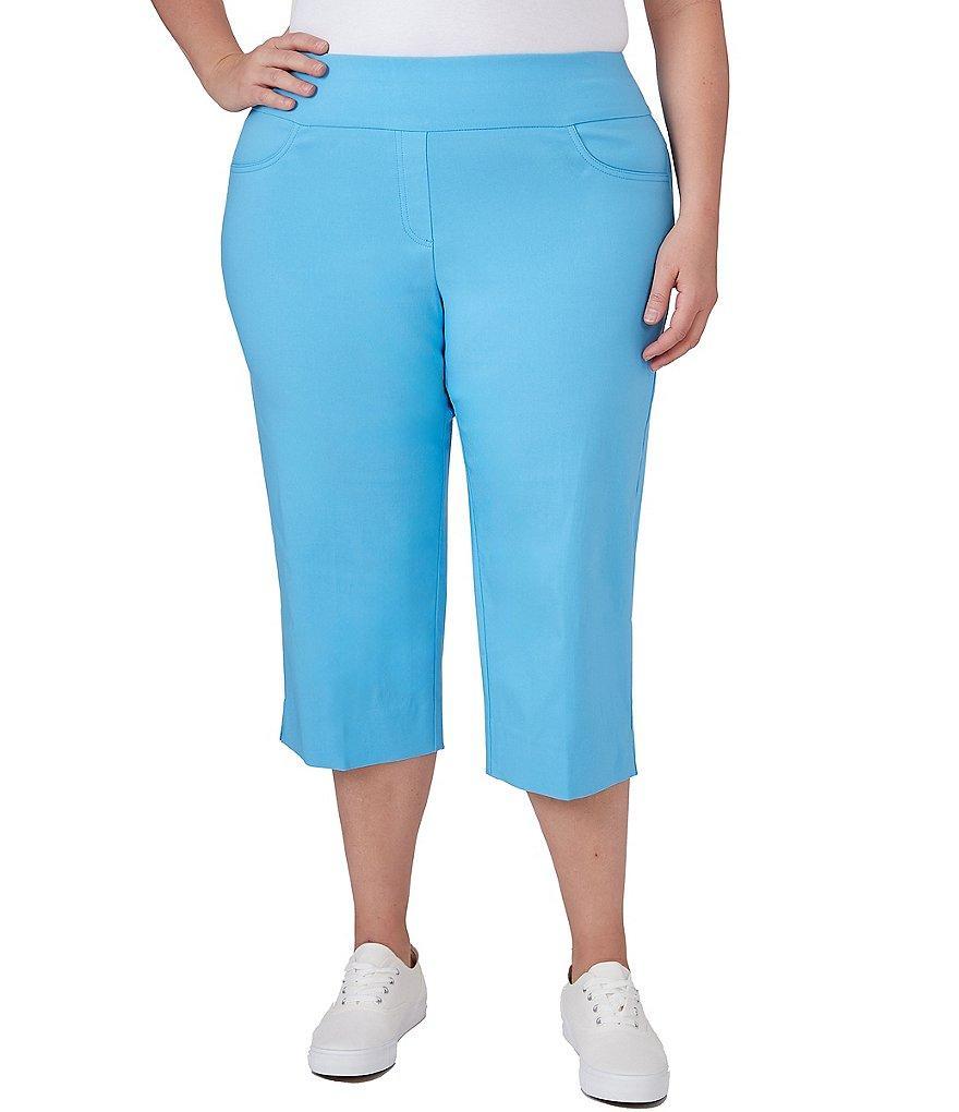 Ruby Rd. Plus Size Stretch Pull-On Side Slit Hem Capri Pants Product Image