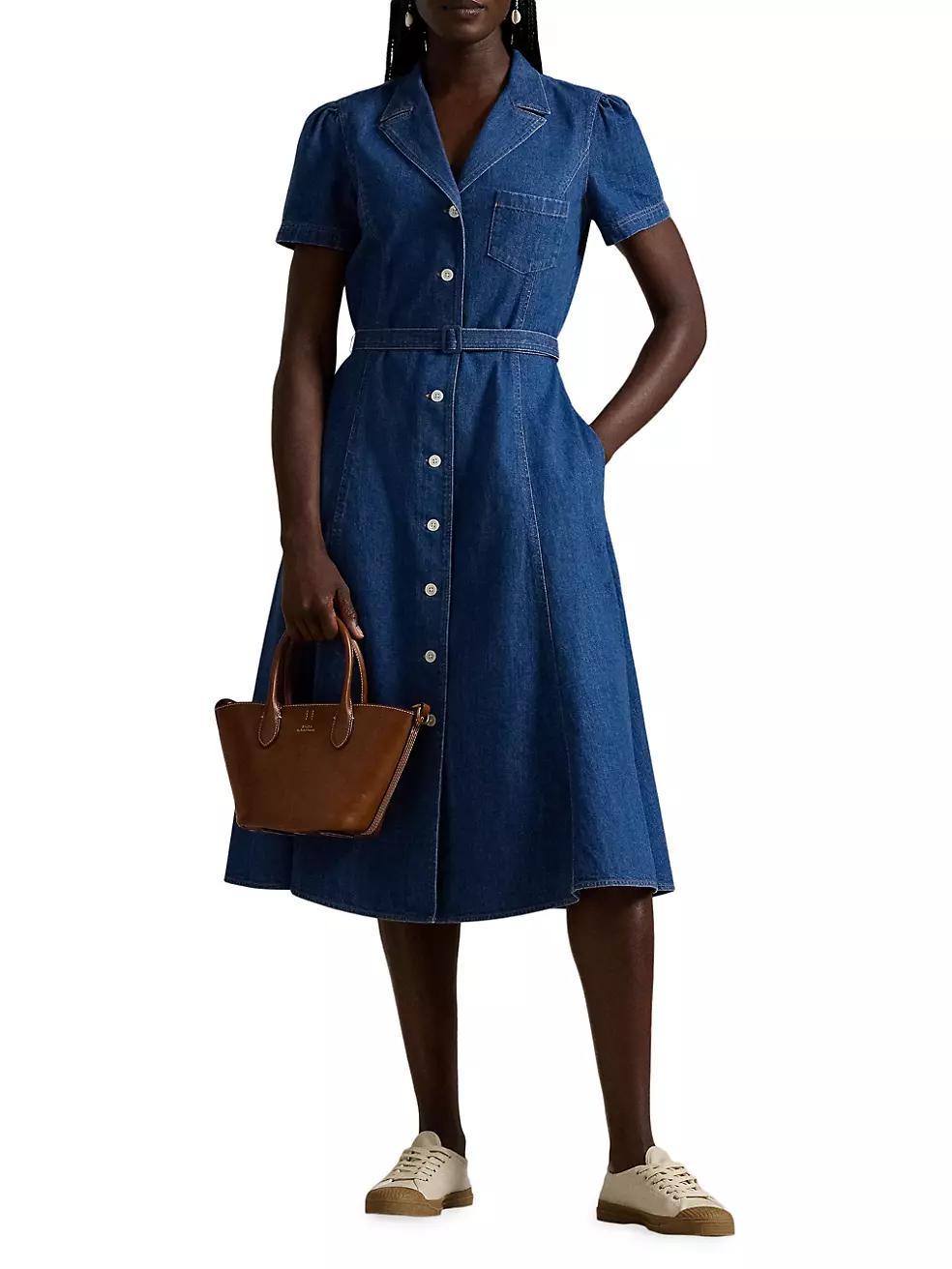 Belted Denim Shirtdress Product Image