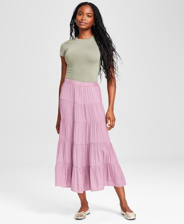 And Now This Womens Pull-On Tiered Maxi Skirt Product Image