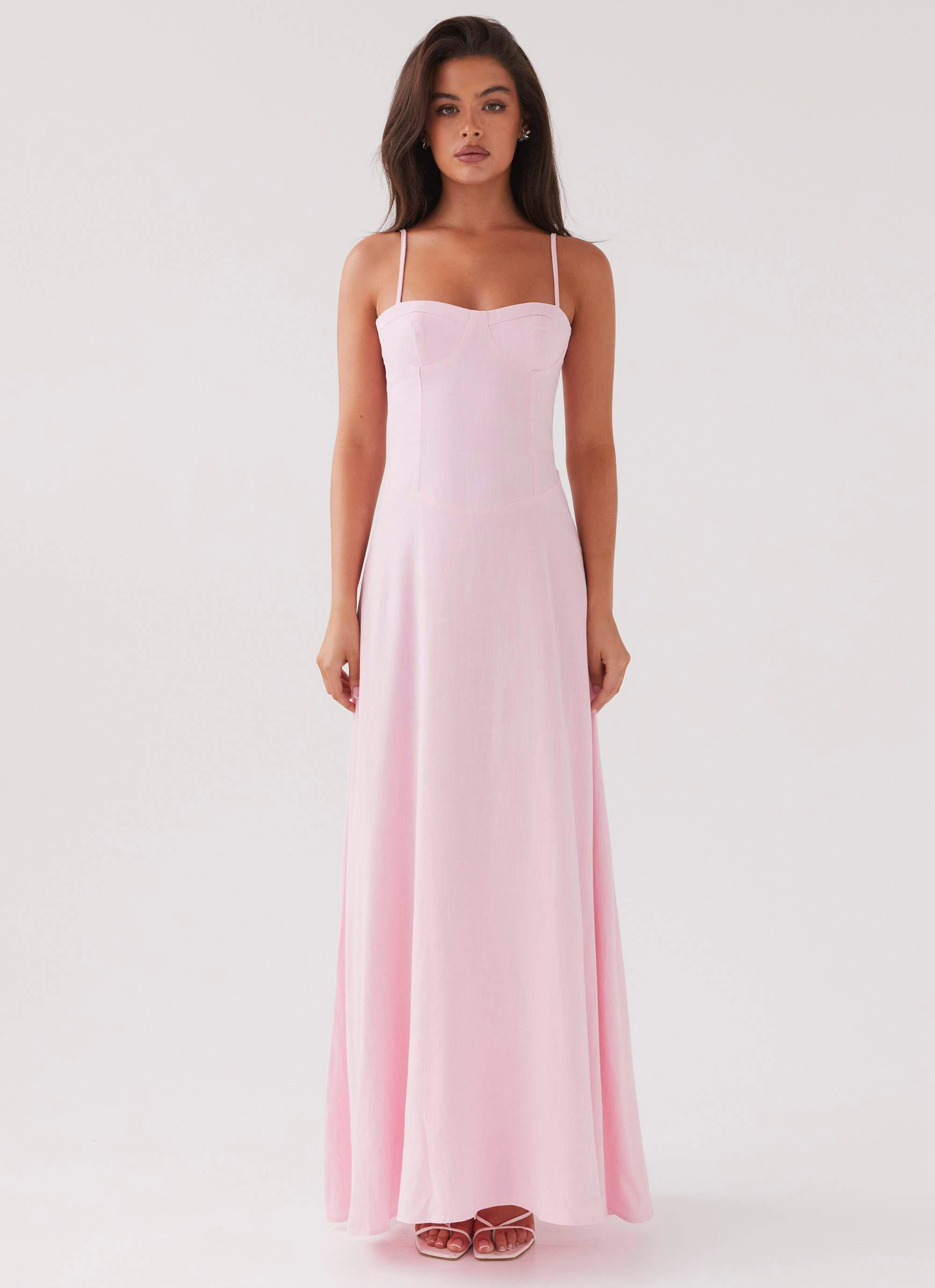 Angelina Linen Maxi Dress - Pink Petal Product Image