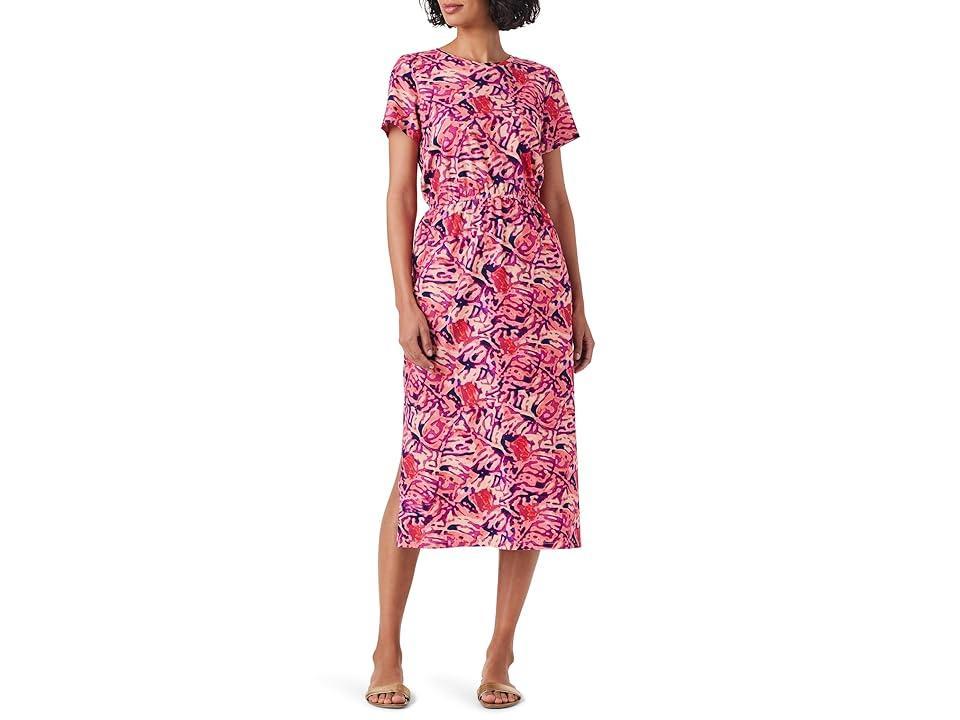 Womens Blurred Floral Cotton Midi-Dress Product Image