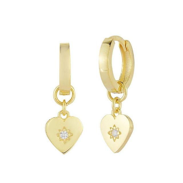 Sunkissed Sterling Cubic Zirconia Heart Hoop Drop Earrings, Womens, Gold Product Image