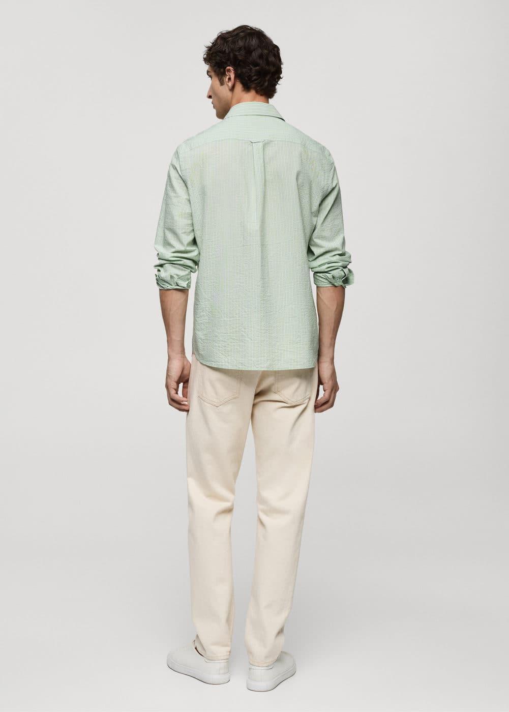 MANGO MAN - Classic-fit printed cotton shirt pastel greenMen Product Image