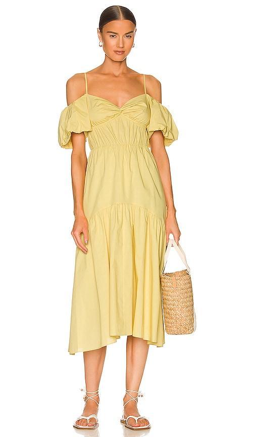 Draped Puff Sleeve Tiered Dress Product Image