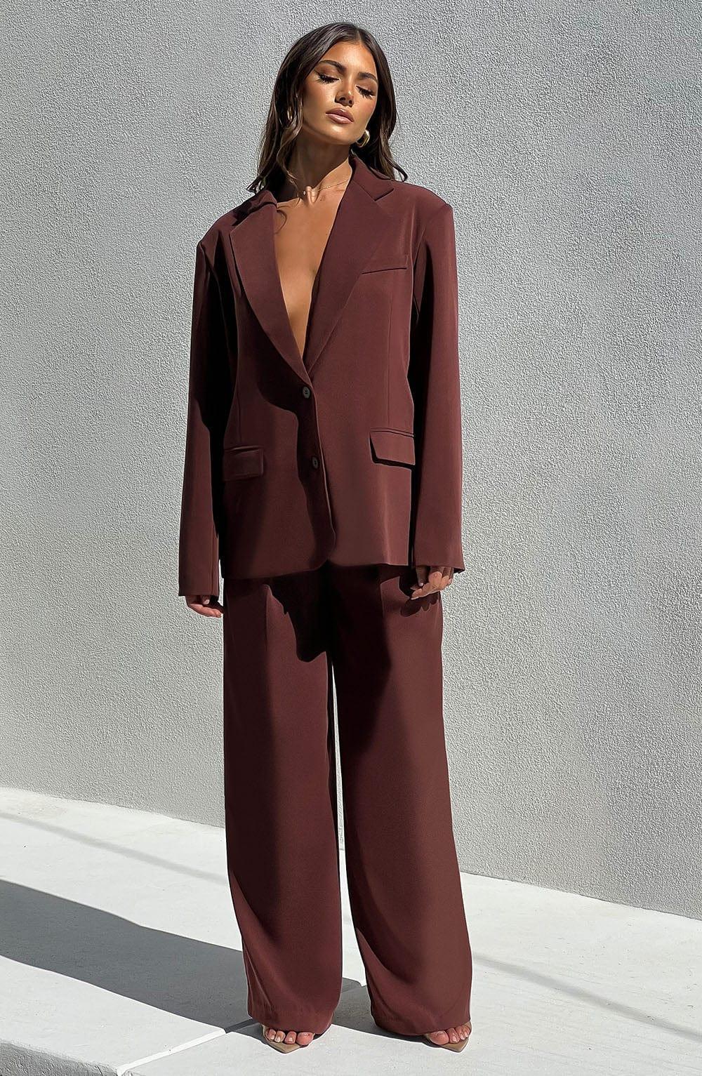 Noa Oversized Suit Jacket - Brown Product Image