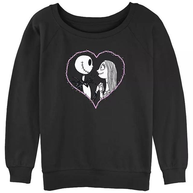 Disneys The Nightmare Before Christmas Jack And Sally Love Juniors Graphic Slouchy Terry, Womens Product Image