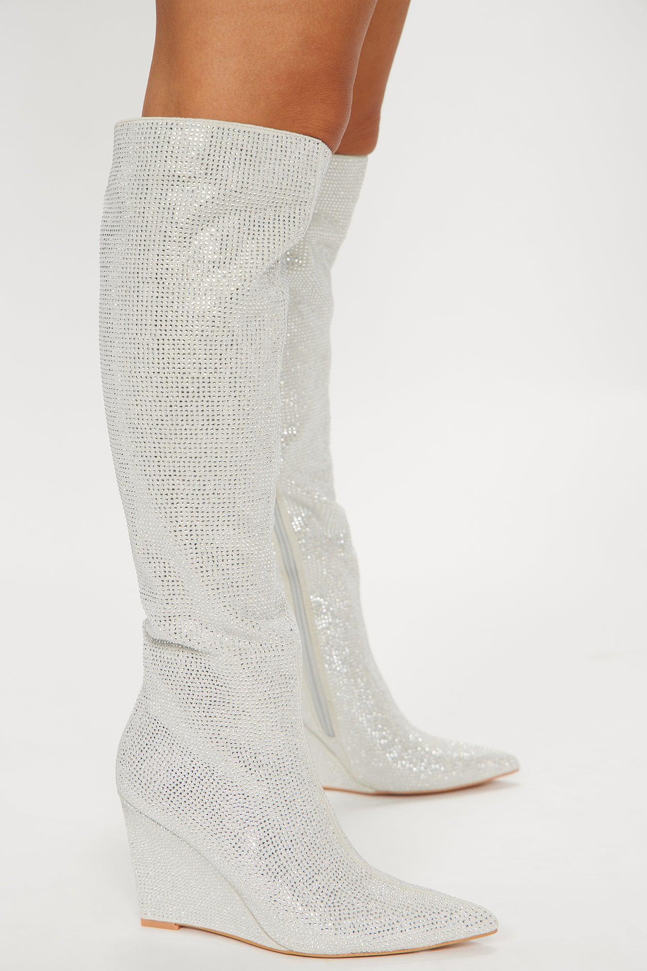 Grand Gesture Heeled Boots - Silver Product Image