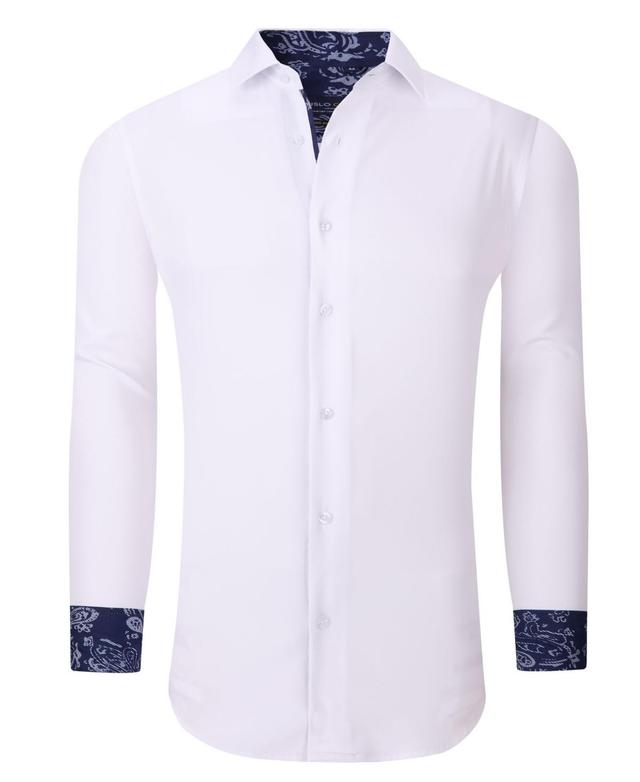 Mens Solid Slim Fit Wrinkle Free Stretch Dress Shirt Product Image