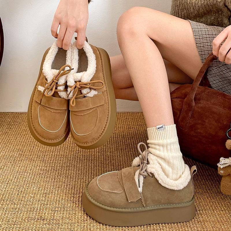 Fleece-Lined Lace-Up Shoes Product Image