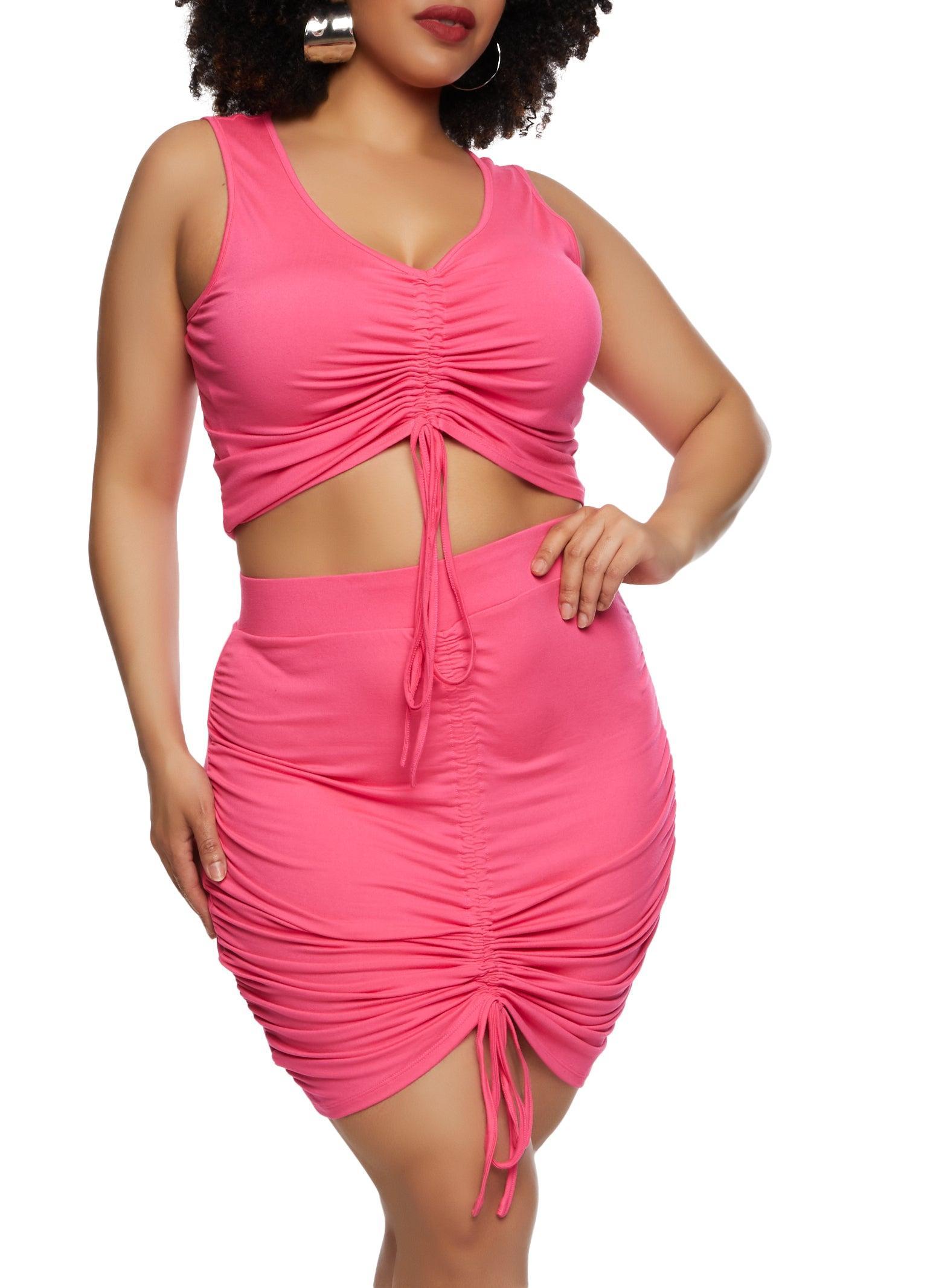 Womens Plus Size Haute Monde Ruched Tank Top and Skirt Product Image