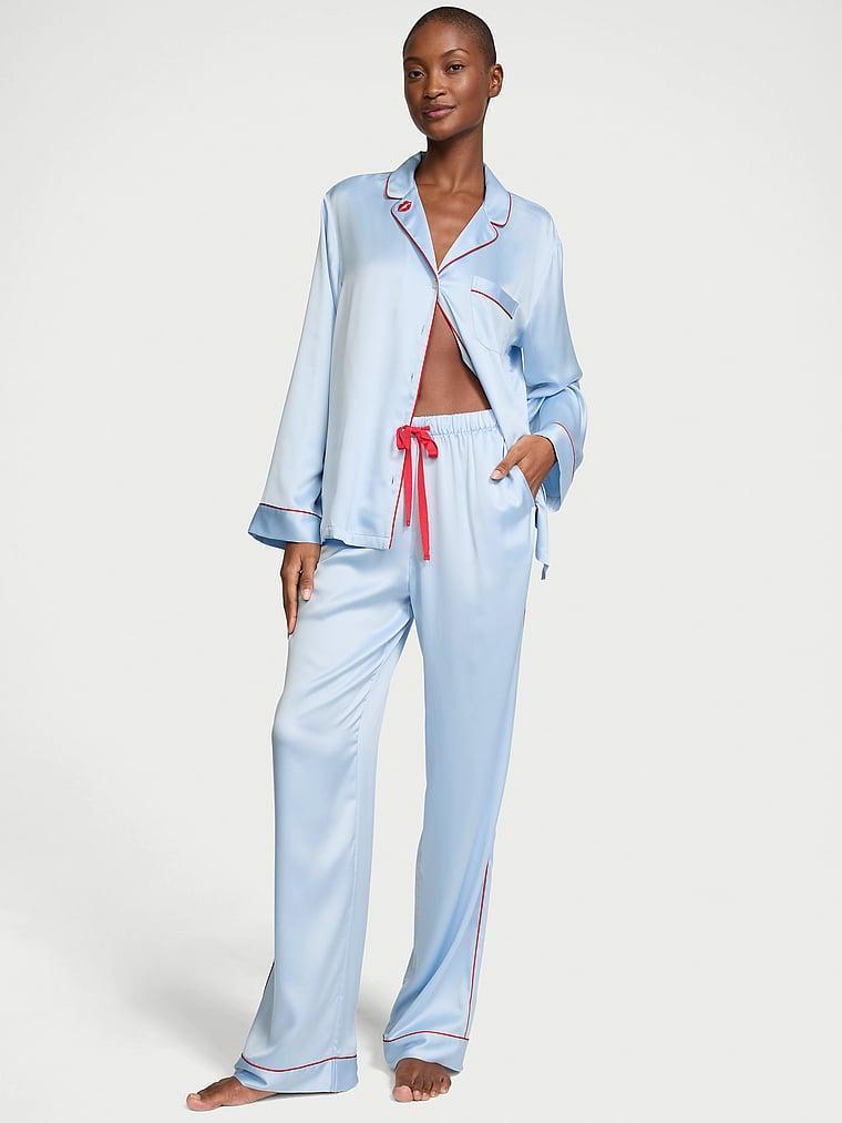 Glazed Satin Long Pajama Set Product Image