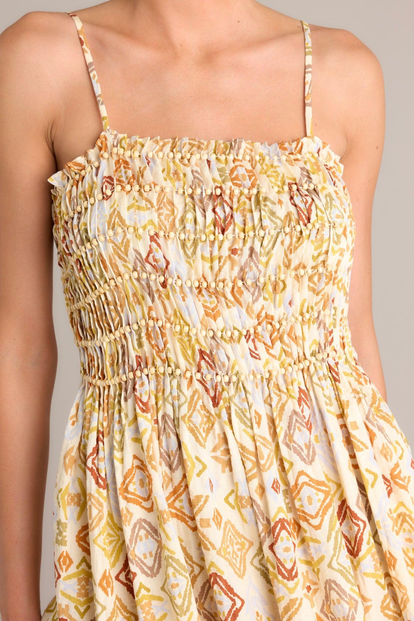 Oceanic Opulence Beige Multi Print Mini Dress Product Image