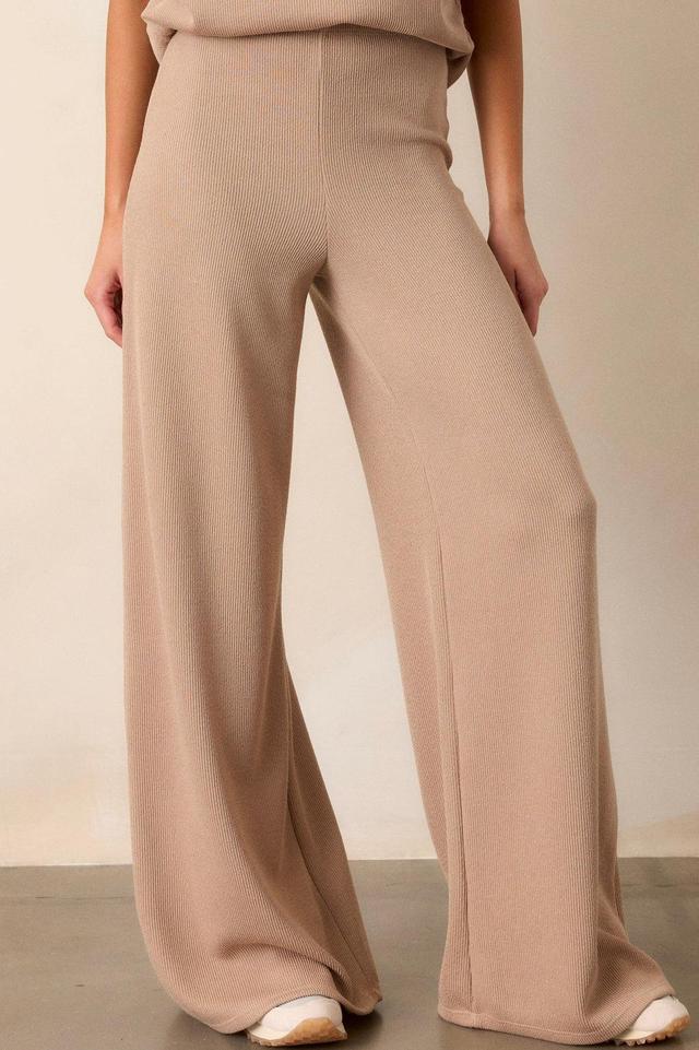 Waterfall Mist Beige Knitted Wide Leg Knit Pants Product Image